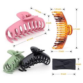 img 3 attached to 💇 Rquite Non Slip Strong Hold Hair Claw Clips for Thick Hair - Set of 4 Big Hair Clips for Women, Plus Bonus Black Headband