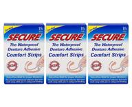 🌊 waterproof denture adhesive - zinc-free secure comfort strips - extra firm hold for lower dentures - pack of 3 (15 strips) logo