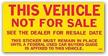 vehicle not sale stickers yellow logo