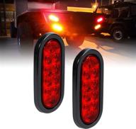 🚨 high-quality 6-inch red oval led trailer tail light kit [dot fmvss 108 compliant] [sae s2tsi6p2 certified] [grommet and plug included] [ip67 waterproof] [stop turn tail] brake lights for boat trailer, rvs, and trucks logo