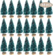 sparkle up your christmas décor with 48 pieces of mini sisal snow frost trees - blue green, perfect for tabletop display and ornamentation logo