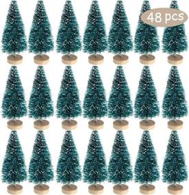 img 4 attached to Sparkle up Your Christmas Décor with 48 Pieces of Mini Sisal Snow Frost Trees - Blue Green, Perfect for Tabletop Display and Ornamentation