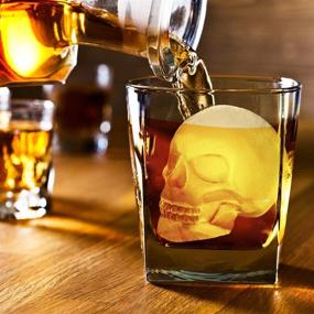 img 3 attached to 🧊 Extra Large 3D Skull Ice Cube Mold - Silicone Ice Molds for Whiskey - Skull Ice Cube Trays with Funnel for Big Mouth Cup - Skull Ice Maker with Resin - Chocolate Sugar Whiskey Ice Mold for Parties