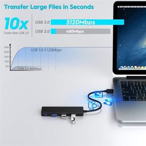 img 1 attached to 🔌 Enhanced USB 3.0 Hub Splitter: Slim 4 Port Multiport Expander for Desktop PC, Laptop, PS4, iMac - Boost Connectivity!