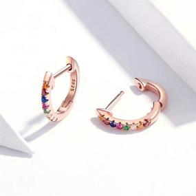 img 3 attached to 💎 Qings Rose Gold Zircon Huggies Hoop Earrings 925 Sterling Silver | Fashionable Silver Earrings | Gifts for Girls and Women