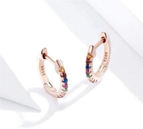 img 2 attached to 💎 Qings Rose Gold Zircon Huggies Hoop Earrings 925 Sterling Silver | Fashionable Silver Earrings | Gifts for Girls and Women