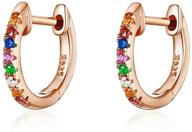 💎 qings rose gold zircon huggies hoop earrings 925 sterling silver | fashionable silver earrings | gifts for girls and women logo