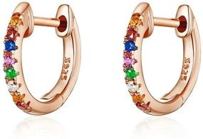 img 4 attached to 💎 Qings Rose Gold Zircon Huggies Hoop Earrings 925 Sterling Silver | Fashionable Silver Earrings | Gifts for Girls and Women