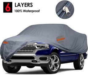 img 4 attached to 🚚 6-Layer Waterproof Pick Up Truck Cover - Big Ant Car Cover for Outdoor Protection (232 inches) with Dustproof, Windproof, UV Shielding, and Driver Door Zipper