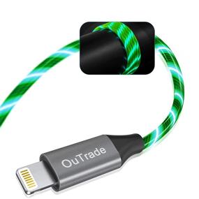 img 4 attached to OuTrade LED-кабель для зарядки Lightning - Сертифицирован в Apple MFi, зарядное устройство для iPhone SE 11 Pro Max XR X 8 7 6S 6 5, iPad и многого другого (зеленый, 3,3 фута)
