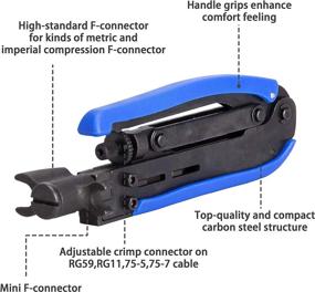 img 2 attached to KOTTO Coax Cable Crimper Kit with Adjustable RG6 RG59 RG11 Strippers and 20 F Compression Connectors: Perfect for Professional Cable Compression Tasks