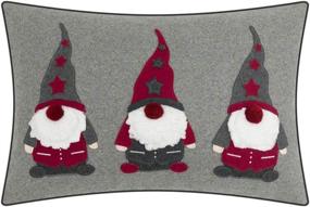 img 4 attached to JWH Christmas Santa Claus Throw Pillow Cover: Festive Elf Decorations for Home Sofa Couch Decor in Gray - 14 x 20 Inch