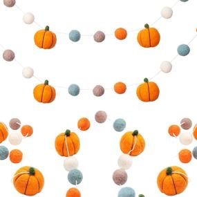 img 4 attached to 70.9 Inches Autumn Fall Thanksgiving Pumpkin Felt Ball Garland Banner - Halloween Wool Felt Banner for Hanging Decor, Autumn Party Decorations - Felt Ball Pom Pom Garland, Felt Pumpkin Garland