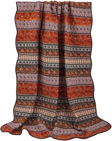 img 2 attached to Floral Patchwork Reversible 🌸 Blanket: Quilted Orange Jacquard Throw
