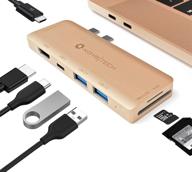 🔌 nov8tech usb c hub hdmi multiport 7in2 thunderbolt 3 adapter dongle for gold macbook air m1 2021 2020 2019 2018, thunderbolt 3 100w power delivery, 2 usb 3.0, usb c data port, sd/micro sd card readers: expand your macbook air's connectivity with this high-performance hub логотип