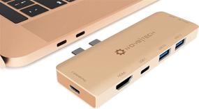 img 3 attached to 🔌 NOV8Tech USB C Hub HDMI Multiport 7in2 Thunderbolt 3 Adapter Dongle for Gold MacBook Air M1 2021 2020 2019 2018, Thunderbolt 3 100W Power Delivery, 2 USB 3.0, USB C Data Port, SD/Micro SD Card Readers: Expand Your MacBook Air's Connectivity with this High-Performance Hub