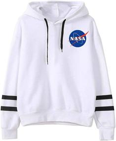 img 3 attached to 🚀 CORIRESHA Large Front NASA Logo Stripe Sleeve Hoodie: The Ultimate Statement Sweatshirt