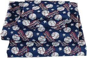 img 2 attached to ⚪ New Vintage Baseball Dark Blue White Red Fancy Collection Sheet Set (Twin)