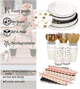 img 2 attached to 🎉 Ultimate 161Pcs Rose Gold, Gold, Black and Pink Party Supplies Set for Parties, Birthdays, Weddings, Graduations, Baby Showers - Serves 20