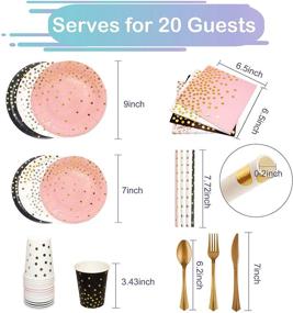 img 3 attached to 🎉 Ultimate 161Pcs Rose Gold, Gold, Black and Pink Party Supplies Set for Parties, Birthdays, Weddings, Graduations, Baby Showers - Serves 20