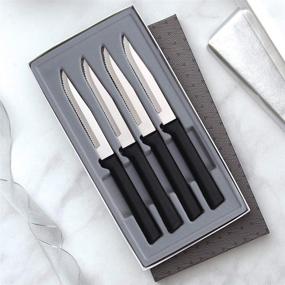 img 1 attached to 🔪 Rada Cutlery Set of 4 Serrated Steak Knives - Stainless Steel Blades, Resin Handle, 7 3/4 Inches, Black