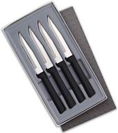 🔪 rada cutlery set of 4 serrated steak knives - stainless steel blades, resin handle, 7 3/4 inches, black logo