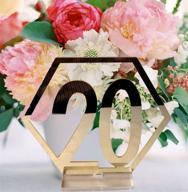 💛 fashionclubs hexagon acrylic table numbers with holder base - elegant wedding reception decoration (1-20 gold) logo