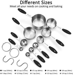 img 1 attached to 🥄 Premium Metal Measuring Cups and Spoons Set of 12 – FODCOKI Stainless Steel, Non-Rust with Silicone Handle for Kitchen, Black