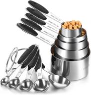 🥄 premium metal measuring cups and spoons set of 12 – fodcoki stainless steel, non-rust with silicone handle for kitchen, black logo