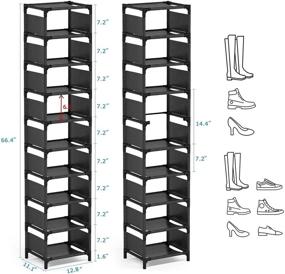 img 1 attached to 👞 Barsone 10 Tiers Shoe Rack: Sturdy Space-Saving Vertical Shoe Shelf Organizer for Small Spaces