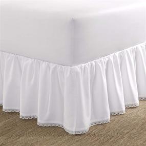 img 4 attached to 🛏️ Laura Ashley Home Crochet Ruffle Collection: Premium Hotel Quality Bedskirt in Queen Size with Easy Fit, Wrinkle & Fade Resistance – White Stylish Design for Home Décor