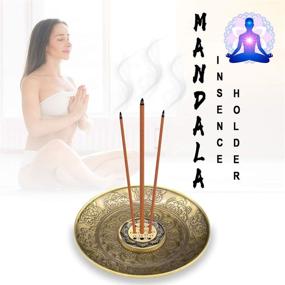 img 1 attached to 🧘 Enhance Your Meditation and Yoga Experience with OMyTea Incense Stick Holder - Beautiful Brass Incense Burner with Ash Catcher for Stress Relief and Relaxation (Mandala)