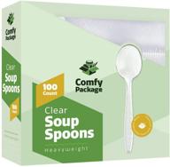 🥄 [100 count] heavyweight clear plastic soup spoons - disposable for convenient use logo