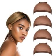 🏿 dark brown binf hair 4-pack: stretchy nylon wig caps for black women – elastic stockings hair cap logo