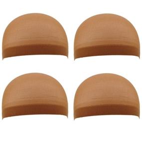 img 3 attached to 🏿 Dark Brown BINF Hair 4-Pack: Stretchy Nylon Wig Caps for Black Women – Elastic Stockings Hair Cap