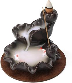 img 4 attached to 🌸 Zen Ceramic Backflow Incense Waterfall Holder - Lotus Smoke Fountain for Home, Office, Meditation - Ideal Décor Gift for Men and Women