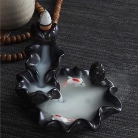 img 1 attached to 🌸 Zen Ceramic Backflow Incense Waterfall Holder - Lotus Smoke Fountain for Home, Office, Meditation - Ideal Décor Gift for Men and Women