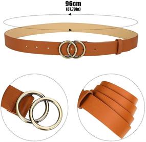 img 2 attached to 👗 3-Pack BKpearl Fashion Women's Skinny Leather Belts, 1.10″ Wide Faux Leather Waist Belt with Gold Double Ring Buckle for Jeans, Dress Pants, and Denim Jeans