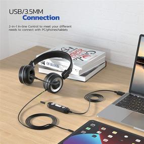 img 2 attached to 🎧 USB Headphone with Microphone | Hi-fi Stereo Computer Headset | In-line Volume and Mic Mute Controls | Noise Cancelling Mic and Adjustable Boom | PC and Mac Compatible | Ideal for Classroom, Home, Office