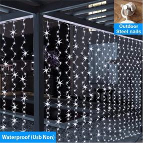 img 1 attached to 🌟 ZSJWL 300 LED White Curtain Lights, 9.8x9.8Ft DIY Windows Fairy String Lights with Remote Control, 8 Modes Timer, USB Plug in, for Bedroom, Indoor/Outdoor Weddings, Parties, Gardens, Walls