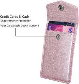 img 1 attached to 📱 Rose Gold E-Tree Adhesive PU Leather Phone Pocket | Stick-on Cell Phone Card Sleeve with Secure Button | 3M Sticker Wallet Pouch for Credit Cards, ID, Cash | Back of Phone Card Holder