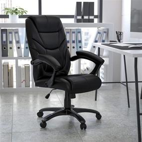 img 4 attached to 💺 Premium Comfort: Flash Furniture High Back Black LeatherSoft Executive Swivel Ergonomic Office Chair with Arms