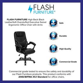 img 1 attached to 💺 Premium Comfort: Flash Furniture High Back Black LeatherSoft Executive Swivel Ergonomic Office Chair with Arms