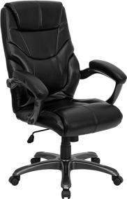 img 3 attached to 💺 Premium Comfort: Flash Furniture High Back Black LeatherSoft Executive Swivel Ergonomic Office Chair with Arms