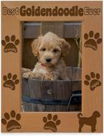 🐾 goldendoodle photo frame, top goldendoodle ever, gift for new puppy, dog lover memorial, engraved wood picture frame (5x7 vertical) логотип