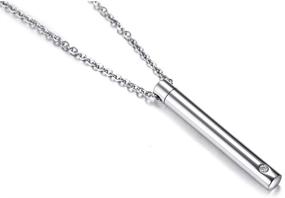 img 1 attached to 💎 VNOX Minimalist Bar Urn Necklace Pendant with Cubic Zirconia - Keepsake Ash Cremation Jewelry for Memorial Ashes Holder, Including Funnel Kit