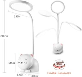 img 3 attached to ONEFIRE Cute Desk Lamp: 9 Light Modes, Touch Control, 360° Gooseneck, Pen Holder, Cat Design, Rechargeable & White - Perfect Kid's Study Lamp