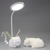 onefire cute desk lamp: 9 light modes, touch control, 360° gooseneck, pen holder, cat design, rechargeable & white - perfect kid's study lamp логотип