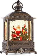 🎁 christmas snow globe lantern with timer, battery & usb power: swirling glitter snow globe lantern for holiday home decor (santa claus and gifts) logo