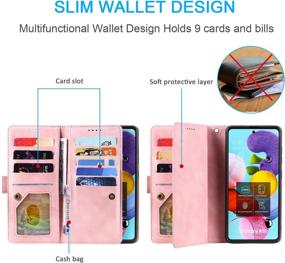 img 3 attached to UEEBAI Wallet Case for Samsung Galaxy S8 - Retro 9 Card Holder Slots, Zipper Pocket Handbag, Magnetic Closure, Kickstand & Wrist Strap - Rose Gold PU Leather Flip Case